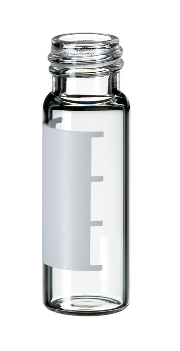 Gewindeflasche ND13, Klarglas, 1. hydrolytische Klasse, 4,0 ml, 45 x 14,7 mm, mit Beschriftungsfeld und Füllmarkierungen, VE=100, LABSOLUTE®
