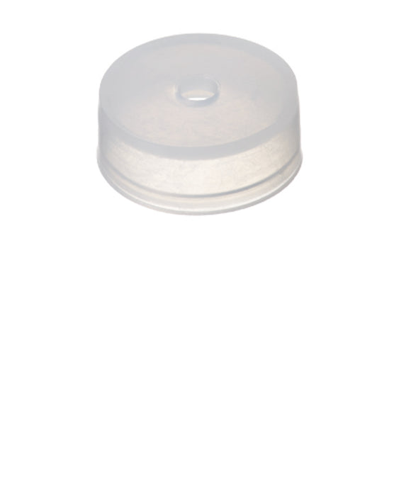 PE-Kappe ND20, 22 x 9,1 mm, für Bördelrand und HS-Rand, transparent, 4,3 mm Mittelloch, ohne Septum, VE=100, LABSOLUTE®