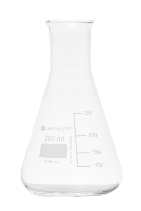 Erlenmeyerkolben, Enghals, aus Borosilikatglas 3.3, mit dauerhafter, aufgedruckter Volumenskala, 250 ml, gemäß ISO 1773, VE=10, LABSOLUTE®