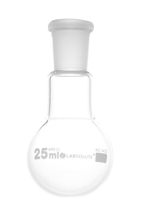 Einhals-Rundkolben, 25 ml, NS 14/23, aus Borosilikatglas 3.3, ohne Stopfen, gemäß DIN EN ISO 4797, VE=1, LABSOLUTE®