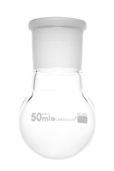 Einhals-Rundkolben, 50 ml, NS 29/32, aus Borosilikatglas 3.3, ohne Stopfen, gemäß DIN EN ISO 4797, VE=1, LABSOLUTE®