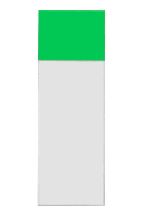 Objektträger, geschliffene Kanten, Ecken 45°, Schriftfeld grün, 76x26x1 mm, VE=50, LABSOLUTE®