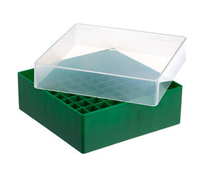 Cryo Lagerbox für 81 Cryo.s, PP, 126,5/126,5/51 mm, natur, Deckel grün, 5 Stück/Btl. (20 Stk.)