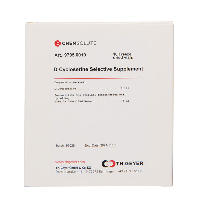 D-Cycloserin Selektiv-Supplement. Passend zu TSC Agar (Art.Nr. 8032)